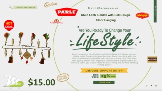 Shub Labh Golden with Bell Design Door Hanging - Mandi Bazaar