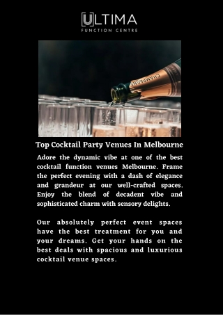 Top cocktail party venues in Melbourne