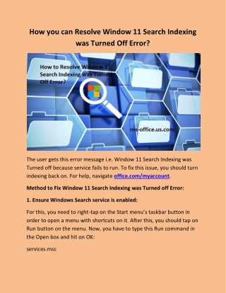 How you can Resolve Window 11 Search Indexing was Turned Off Error