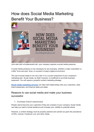 How does Social Media Marketing Benefit Your Business?