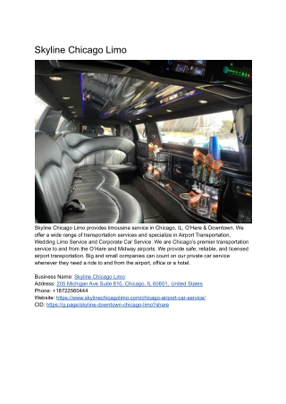 Skyline Chicago Limo