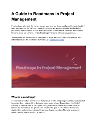 A Guide to Roadmaps in Project Management