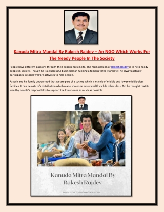 Kanuda Mitra Mandal By Rakesh Rajdev An NGO Which Works For The Needy People In The Society