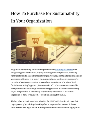 How To Purchase for Sustainability In Your Organization