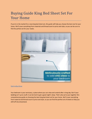 Buying Guide King Bed Sheet Set For Your Home