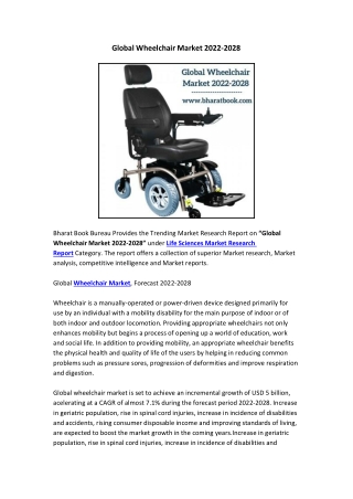 Global Wheelchair Market 2022-2028