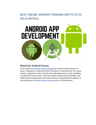 BEST ONLINE ANDROID TRAINING INSTITUTE IN DELHI (NOIDA).