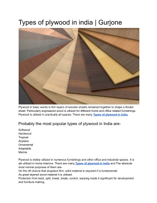 Types of plywood in india _ Gurjone Ply