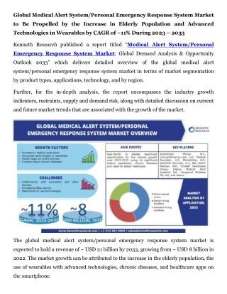 Global Medical Alert SystemPersonal Emergency Response System Market Press Release