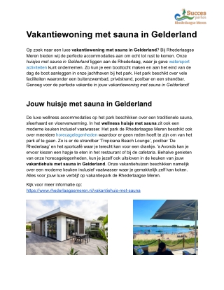 Vakantiewoning met sauna in Gelderland