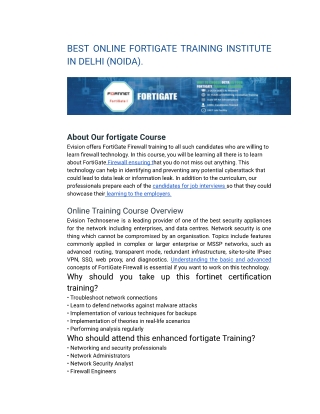 BEST ONLINE FORTIGATE TRAINING INSTITUTE IN DELHI (NOIDA).