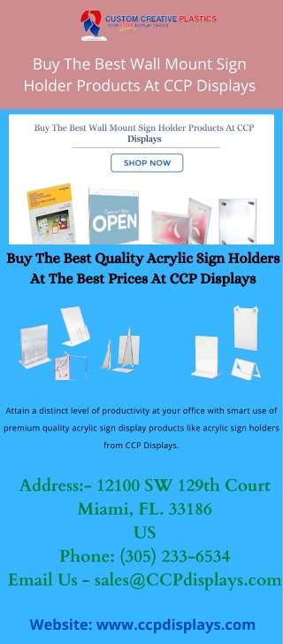 Buy The Best Wall Mount Sign Holder Products At CCP Displays