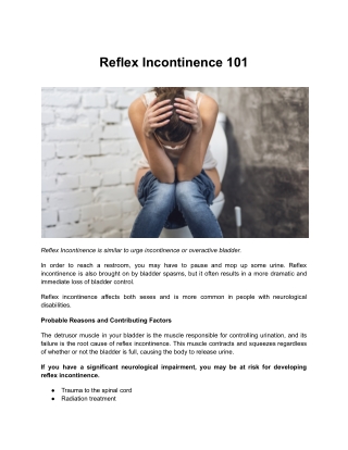 Reflex Incontinence 101