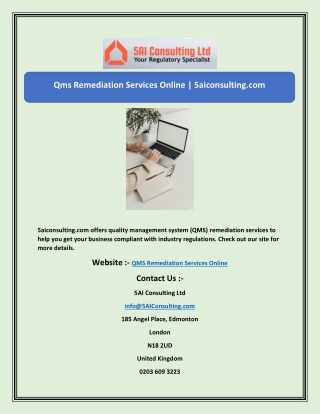 Qms Remediation Services Online | 5aiconsulting.com