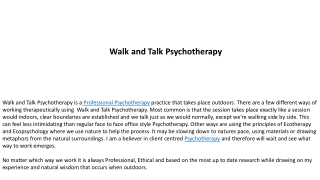 Walk and Talk Psychotherapy