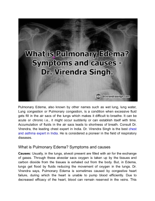 What is Pulmonary Edema_ Symptoms and causes – Dr. Virendra Singh.