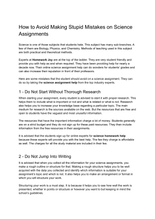 How to Avoid Making Stupid Mistakes on Science Assignments