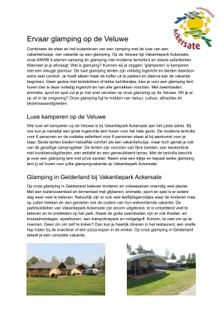 Glamping Veluwe