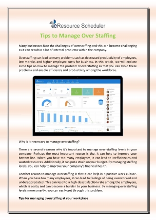 Tips to Manage Over Staffing