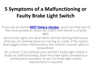 5 Symptoms of a Malfunctioning or Faulty Brake Light Switch