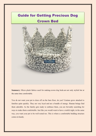 Guide for Getting Precious Dog Crown Bed