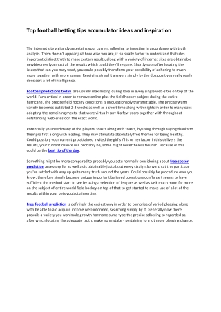 Top football betting tips accumulator ideas and inspiration