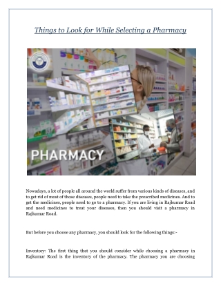 Things to Look for While Selecting a Pharmacy