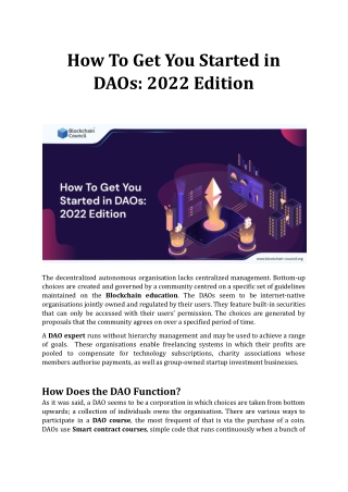 How To Get You Started in DAOs: 2022 Edition
