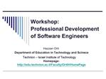 Workshop: Professional Development of Software Engineers