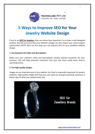 5 Ways to Improve SEO for Your Jewelry Website Design