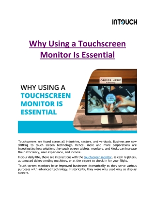 Why Using a Touchscreen Monitor Is Essential