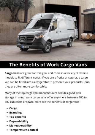 The Benefits of Work Cargo Vans