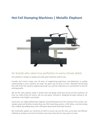 Hot Foil Stamping Machines - Metallic Elephant