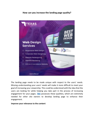 How can you increase landing page quality?