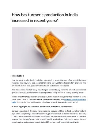 How has turmeric production in India increased in recent years.docx