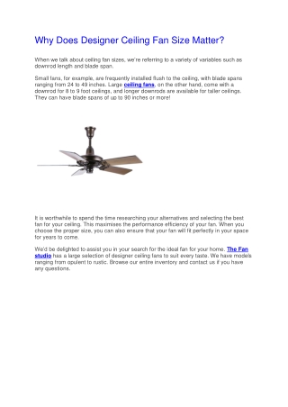 Why Does Designer Ceiling Fan Size Matter.docx