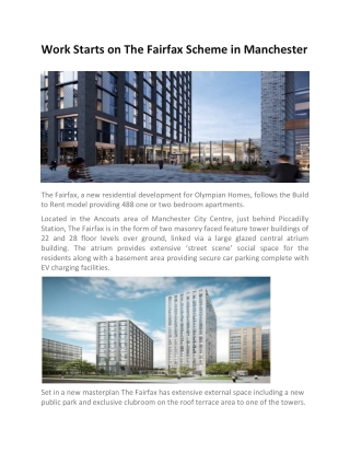 Work Starts on The Fairfax Scheme in Manchester - RG Group