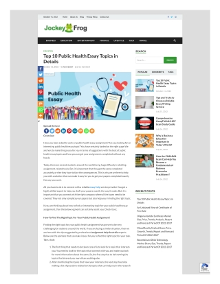 Top 10 Public Health Essay Topics in Details