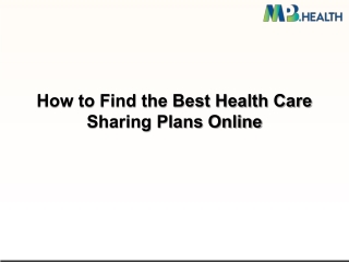 How to Find the Best Health Care Sharing Plans Online