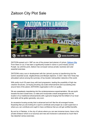 Zaitoon City Plot Sale