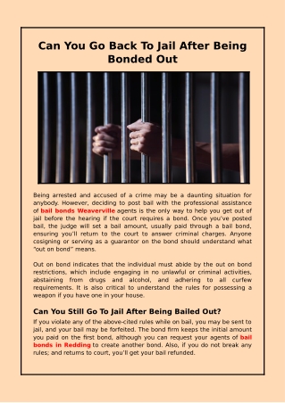 Can You Back To Prison After A Bond Out?