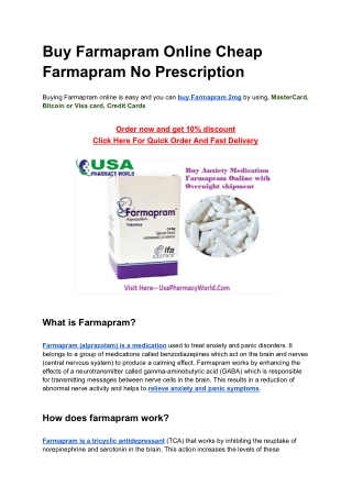 Buy Farmapram Online Cheap Farmapram No Prescription