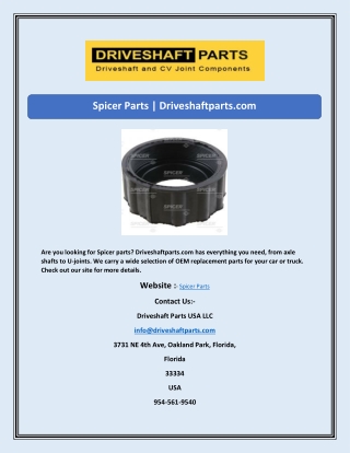 Spicer Parts | Driveshaftparts.com
