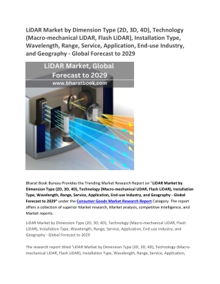 LiDAR Market, Global Forecast to 2029