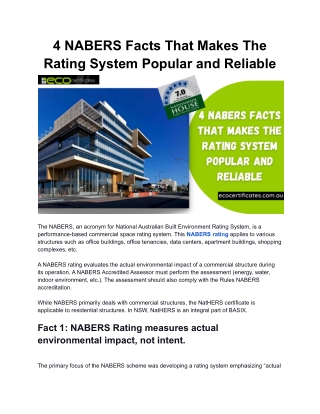 4 NABERS Facts That Makes The Rating System Popular and Reliable