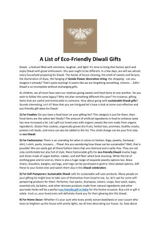 A List of Eco-Friendly Diwali Gifts