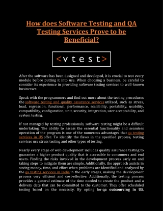 Software testing and quality assurance services