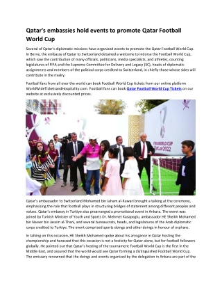 Qatar's embassies hold events to promote Qatar Football World Cup