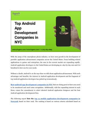 Top Android App Development Companies in NYC
