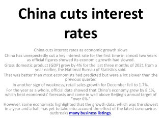 China cuts interest rates